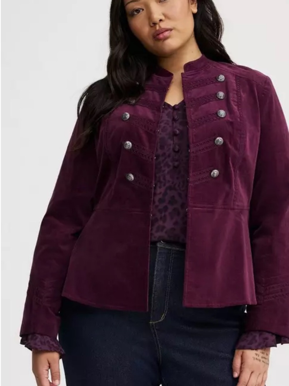 RARE!! Torrid Velvet Military Style Jacket PURPLE NWT 0X 12